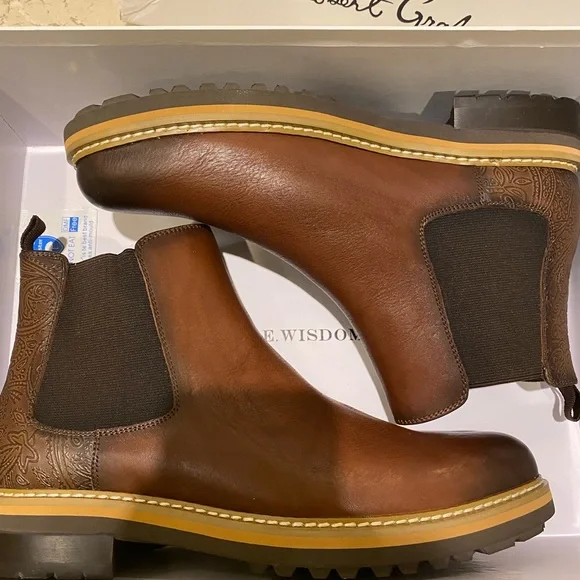 NWT New in box Robert Graham chocolate brown pull on boots Washington // Dark Brown (US: 11) - Robert Graham Shoes  main image 3